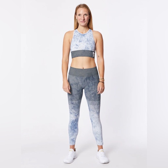 LULULEMON EBB TO TRAIN TIGHT LEGGINGS WASH TIE DYE MARBLE STRIPES NAVY BLUE NWT - Picture 1 of 12